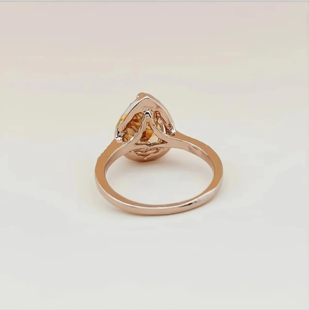 2.50 C Pear Shape Simulated Pink Morganite & White CZ Elegant Ring. - Picture 4 of 8